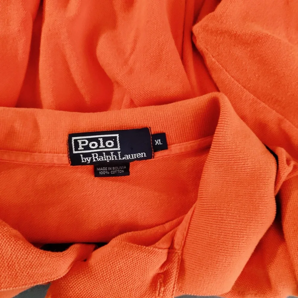 Polo Ralph Lauren Orange/*Navy Trim XL Golf Athletic‎ Beach Travel Stretch Shirt